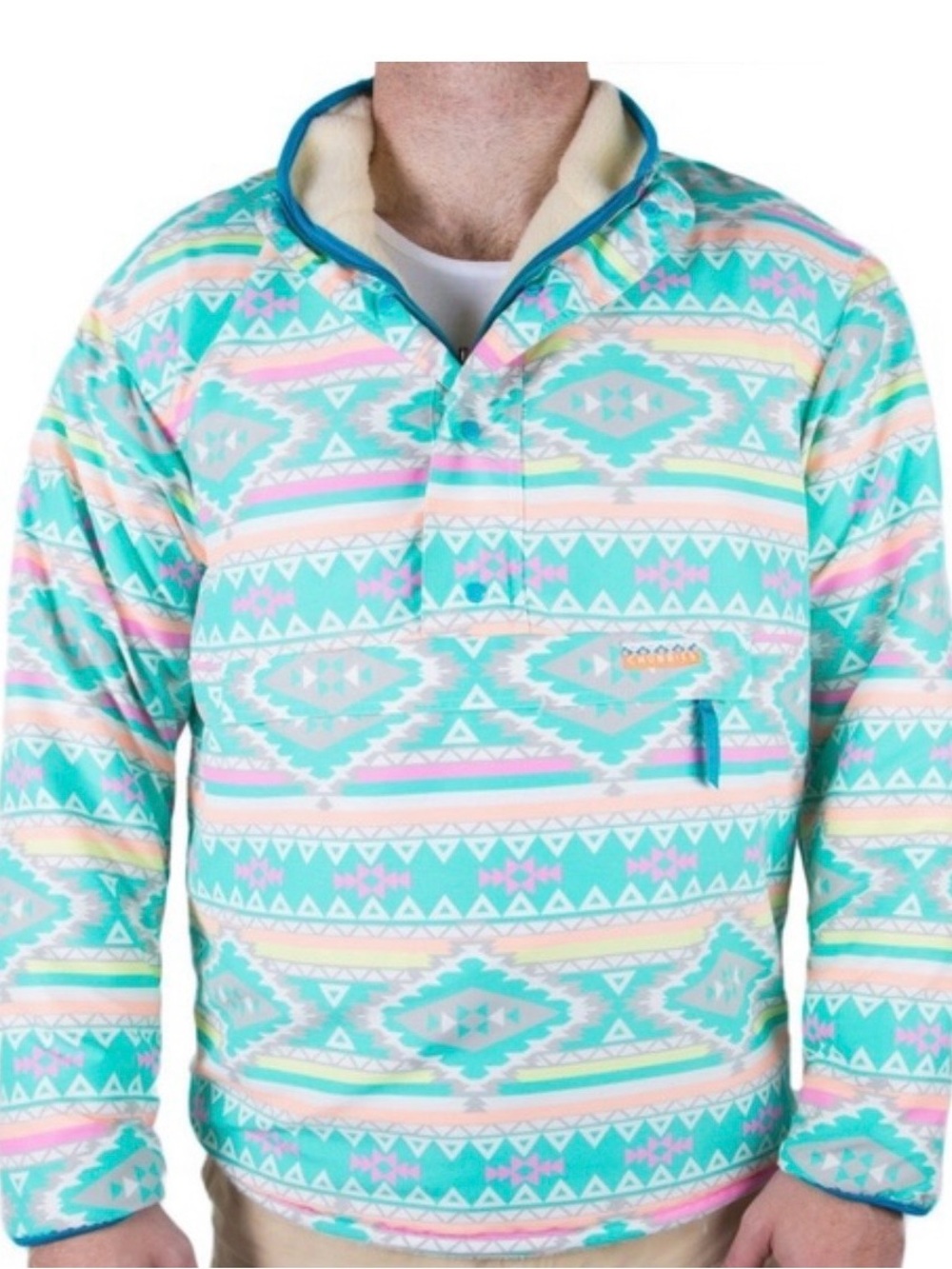 chubbies Turquoise Aztec Quarter-Zip Pullover